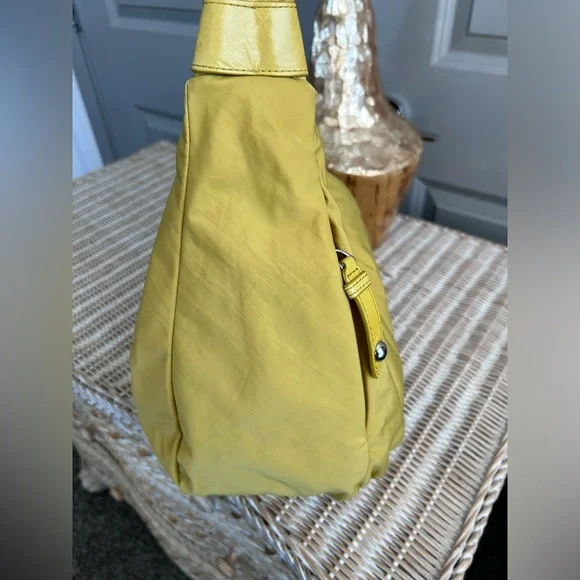 Hobo shoulder bag in nylon and leather, hobo slouchy purse cotton purse everyday - Picture 5 of 8